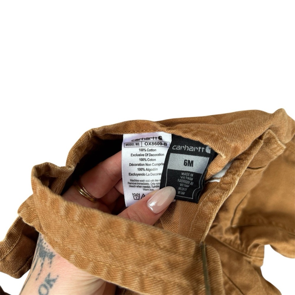 100% Cotton Boys 6m Tan Carhartt Overalls Model OX8609-B - Picture 3 of 5